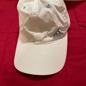 Adidas White Cap with Silver and Blue Accents